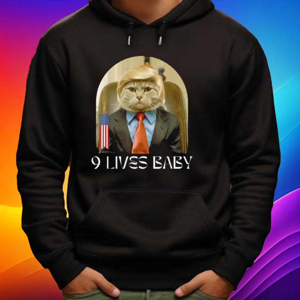 Funny Retro Groovy Cat Trump 9 Lives Baby Shirt