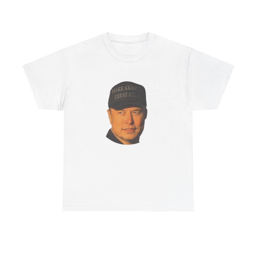Dark MAGA, Elon Musk, MAGA, Trump T-Shirt (Color White, Front)