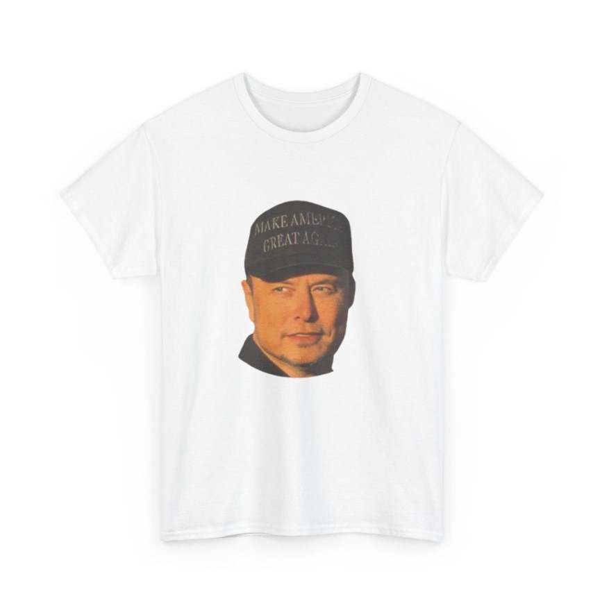 Dark MAGA, Elon Musk, MAGA, Trump T-Shirt (Color White, Front)