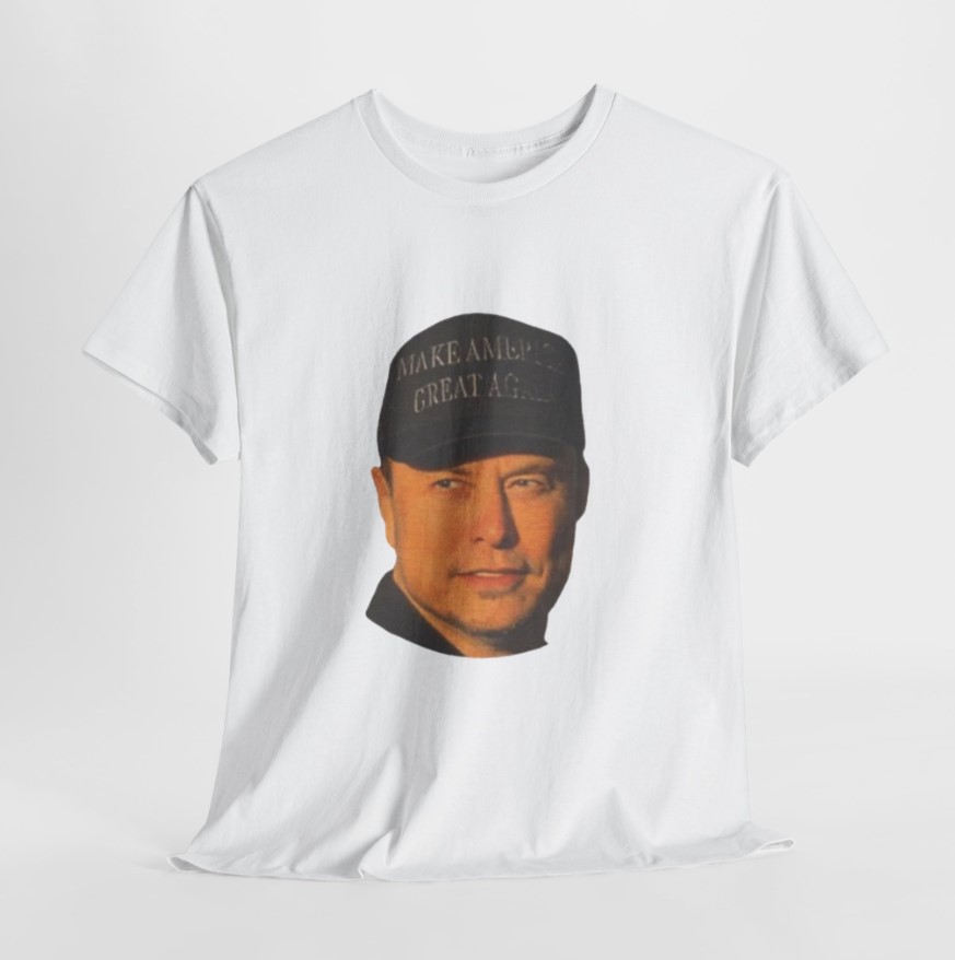 Dark MAGA, Elon Musk, MAGA, Trump T-Shirt (Color White, Front)