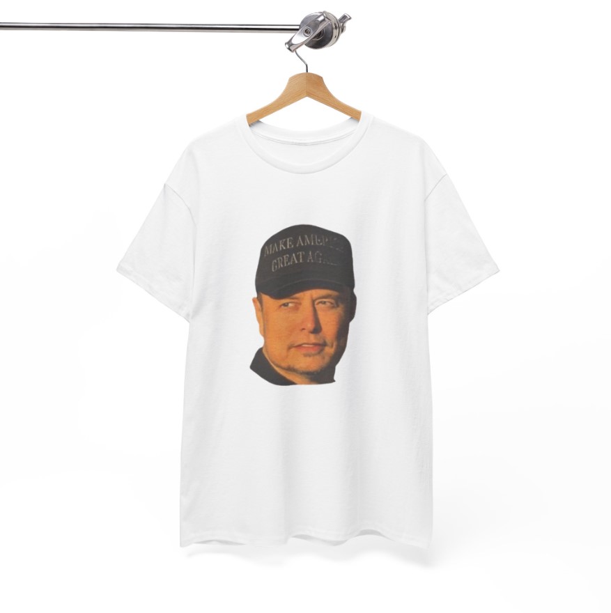 Dark MAGA, Elon Musk, MAGA, Trump T-Shirt (Color White, Front)
