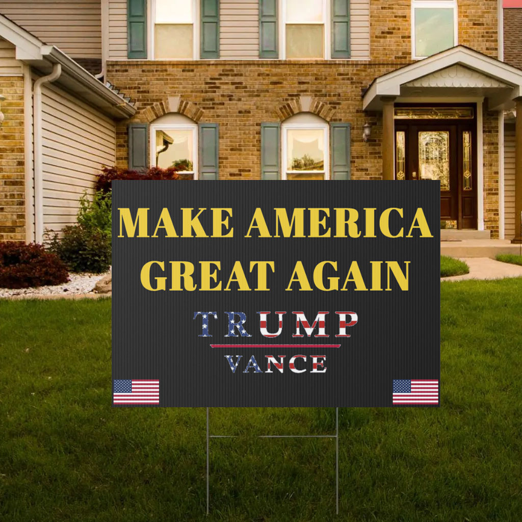 Gold Dark Maga Trump Vance Yard Sign