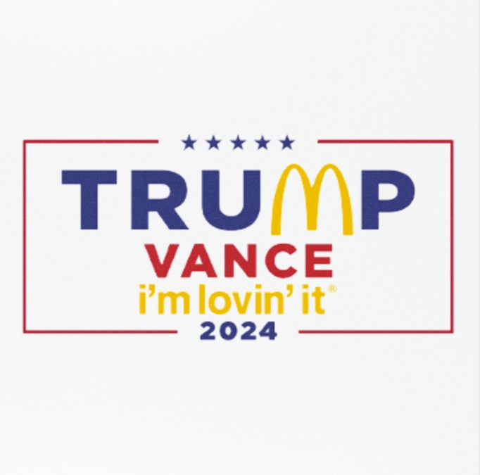 McDonald’s Trump vance I’m Lovin’ It Flag Car Magnet