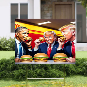 Three Presidents Sharing a McDonald's Meal Yard Sign