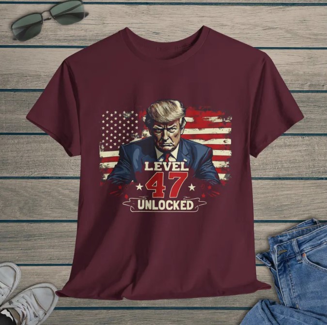 Trump President Level 47 Unlocked, Trump 2024 Graphic Tee Shirt