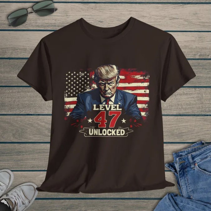 Trump President Level 47 Unlocked, Trump 2024 Graphic Tee Shirt