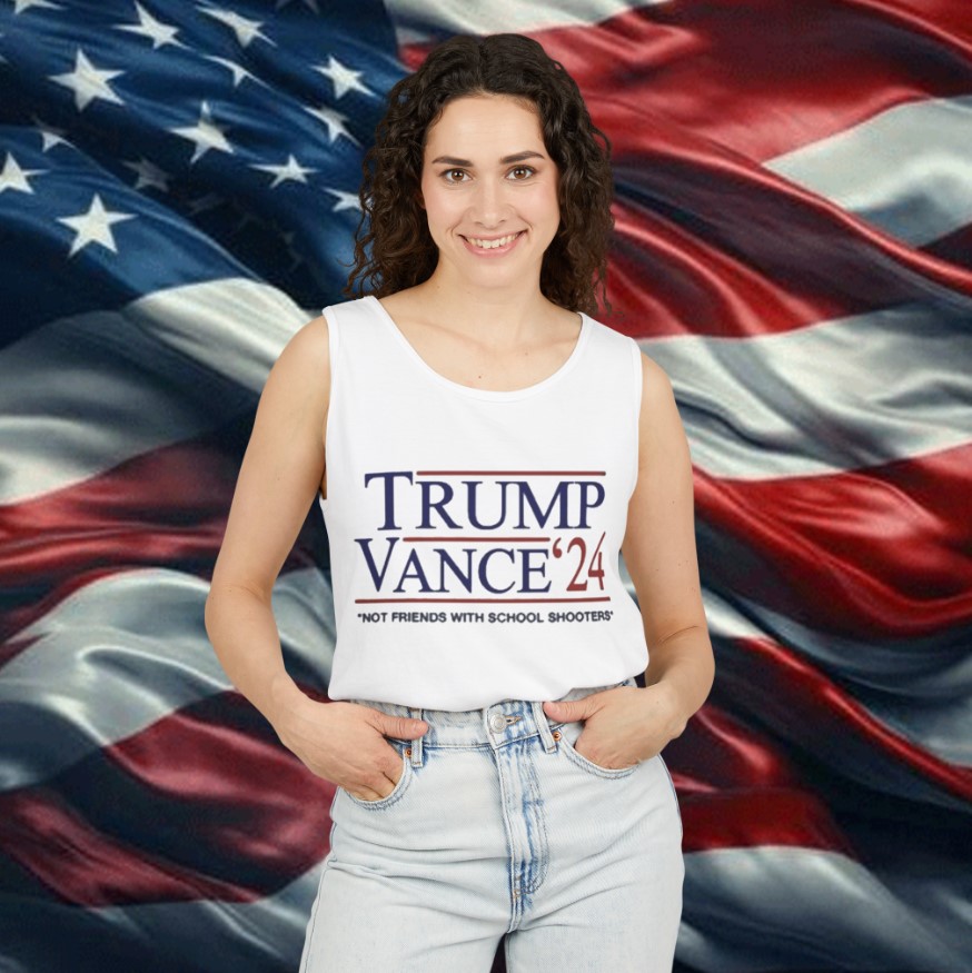 Trump Vance β24 Not Friends With School Shooters Tank Top