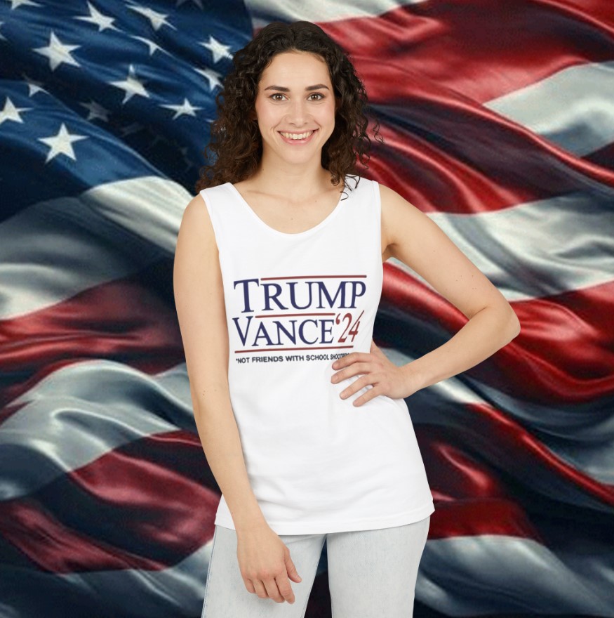 Trump Vance β24 Not Friends With School Shooters Tank Top