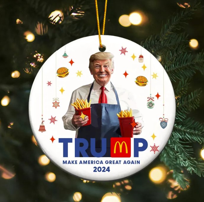 Custom Ceramic Christmas Ornament - Trump Make America Great Again 2024