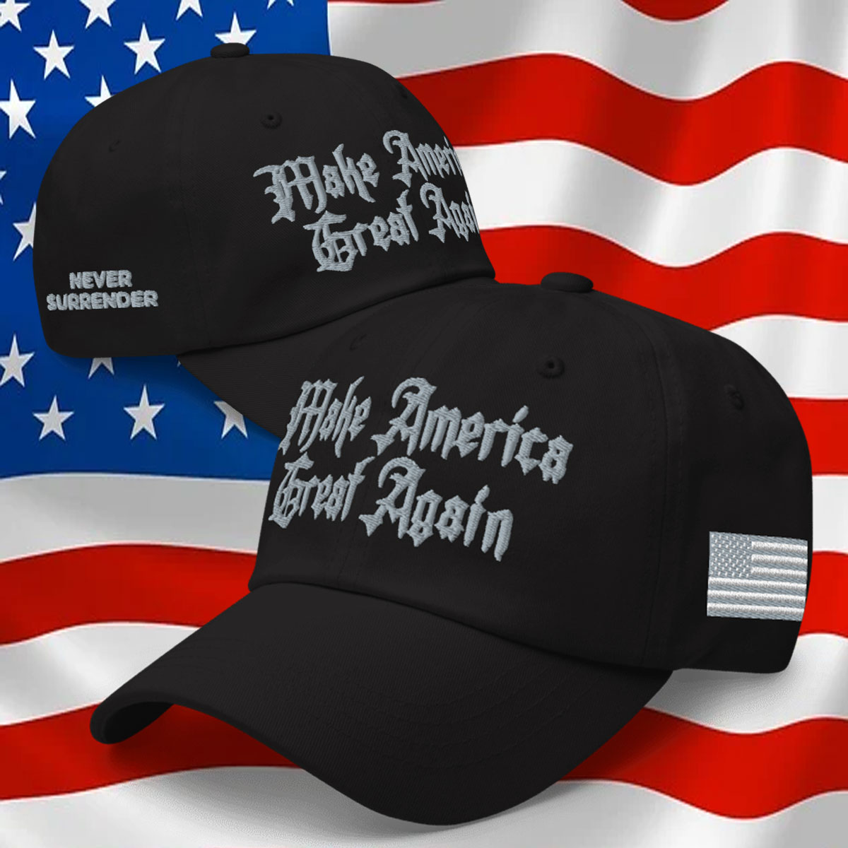 Dark Gothic Never Surrender Maga Hat