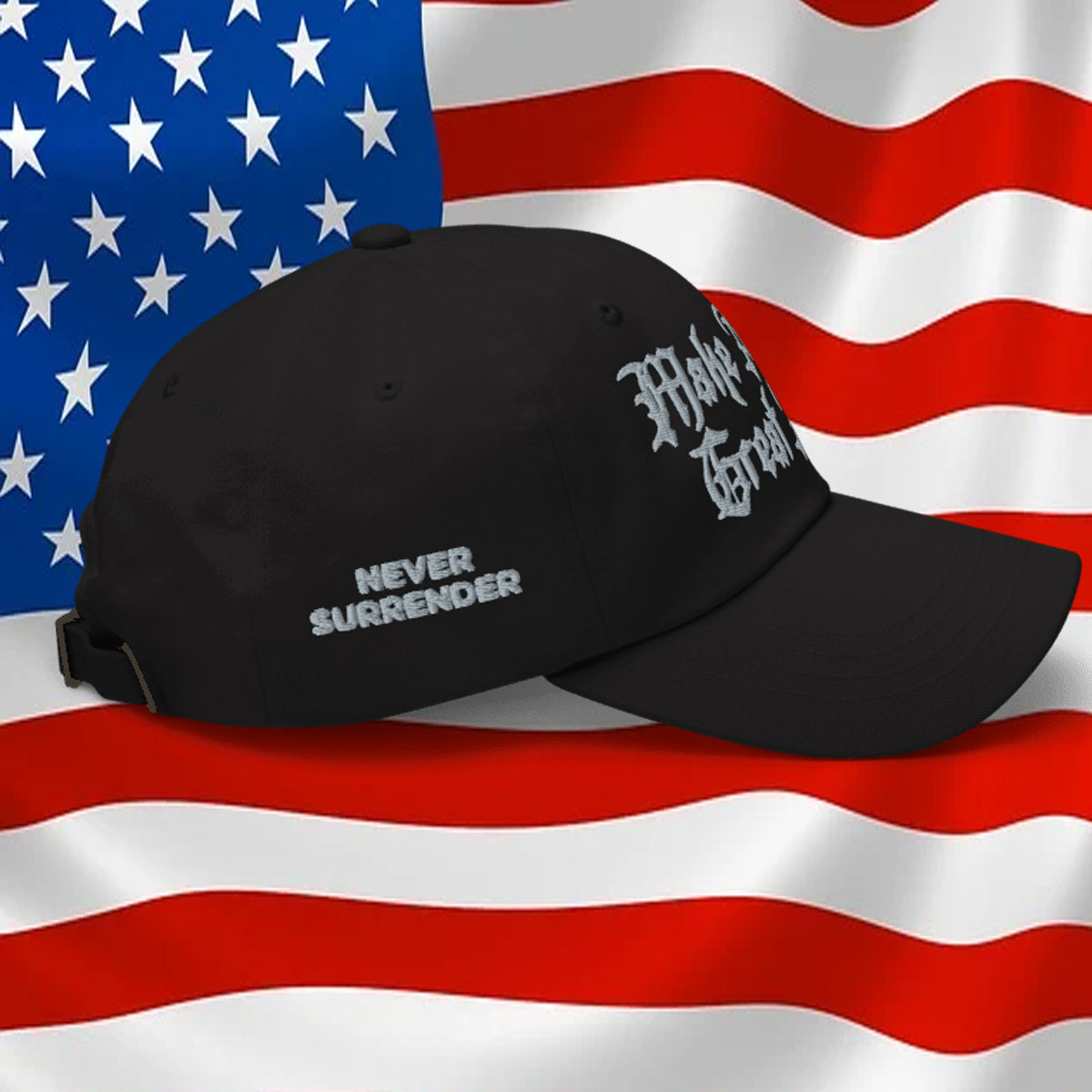 Dark Gothic Never Surrender Maga Hat