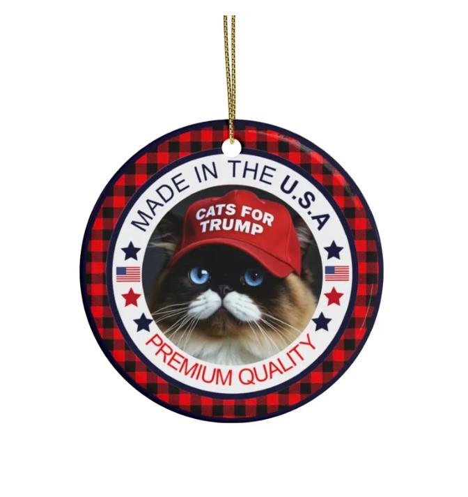 MAGA Cats for Trump Ceramic Christmas Ornament