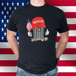 Proud MAGA Garbage Trump Supporter Trash Can Cartoon Funny T-Shirt