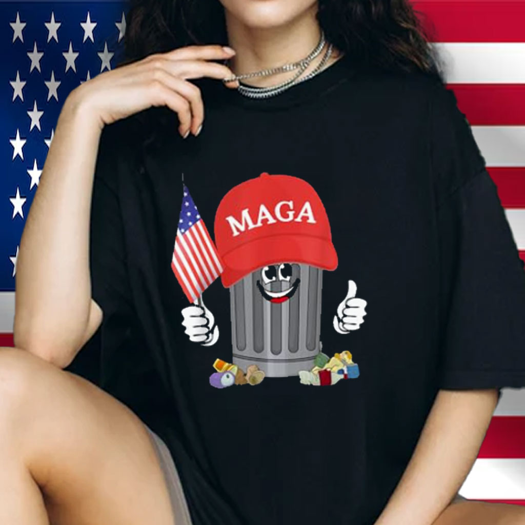 Proud MAGA Garbage Trump Supporter Trash Can Cartoon Funny T-Shirt