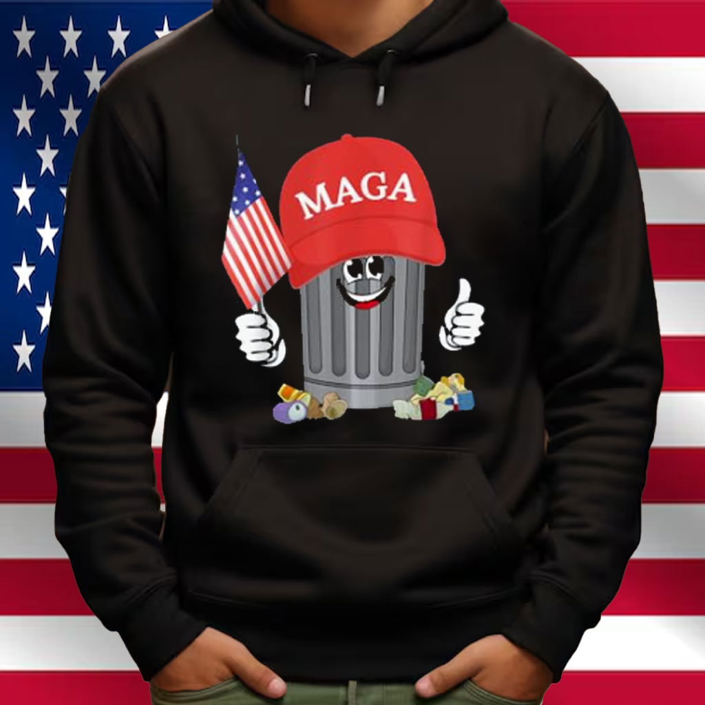 Proud MAGA Garbage Trump Supporter Trash Can Cartoon Funny T-Shirt