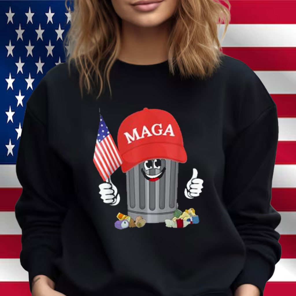 Proud MAGA Garbage Trump Supporter Trash Can Cartoon Funny T-Shirt