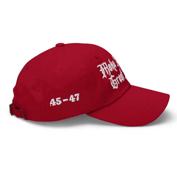 Red Dark Gothic MAGA 45-47 Hat