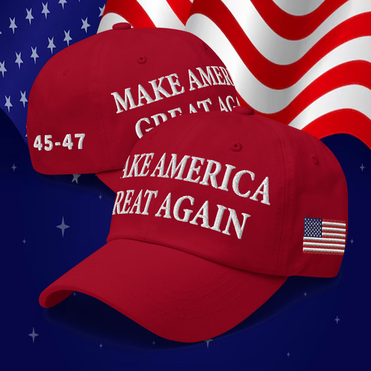 Red Trump Dark MAGA 45-47 Hat