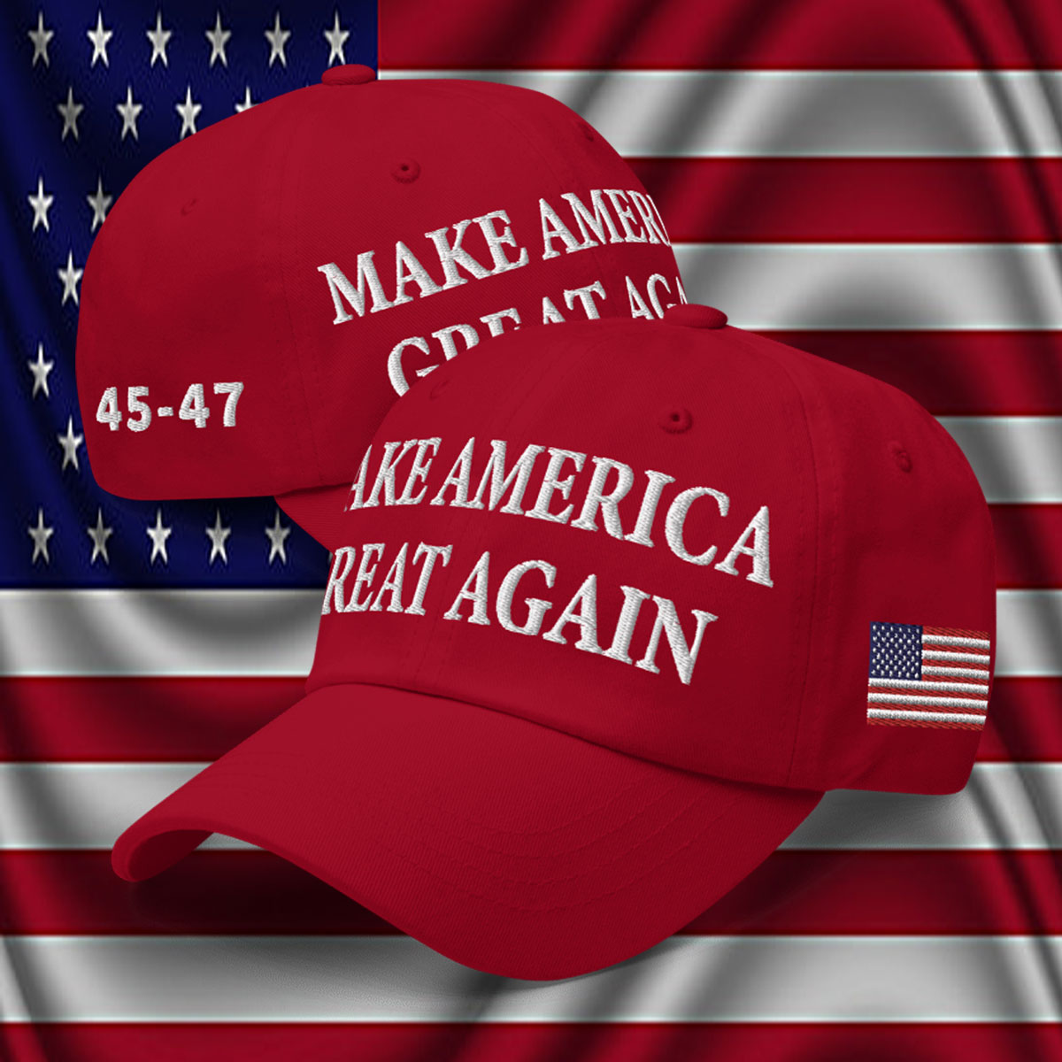 Red Trump MAGA 45-47 Hat Make America Great Again