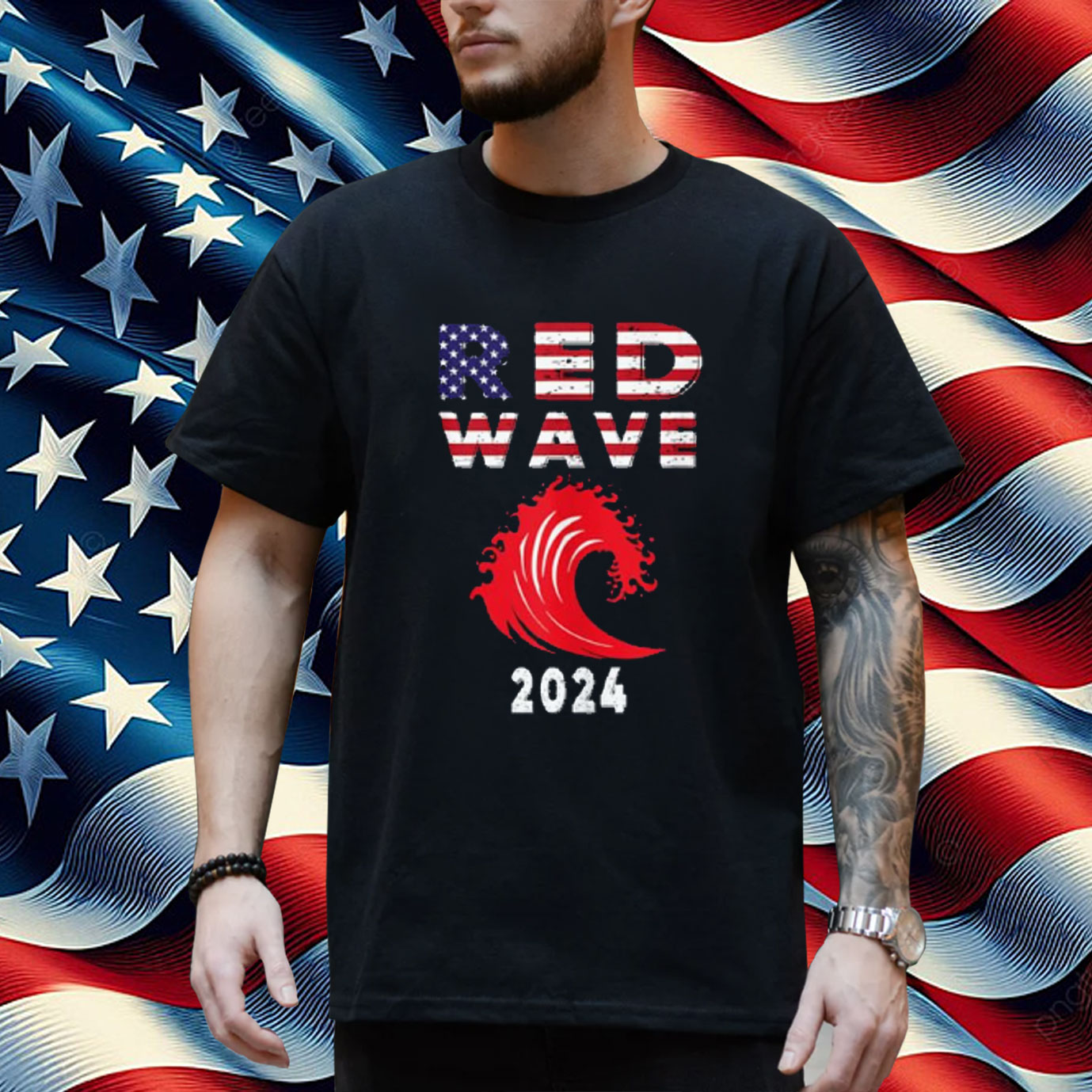 Red Wave 2024 Tee - Trump Victory 2024 Red Wave GOP Voters Shirt