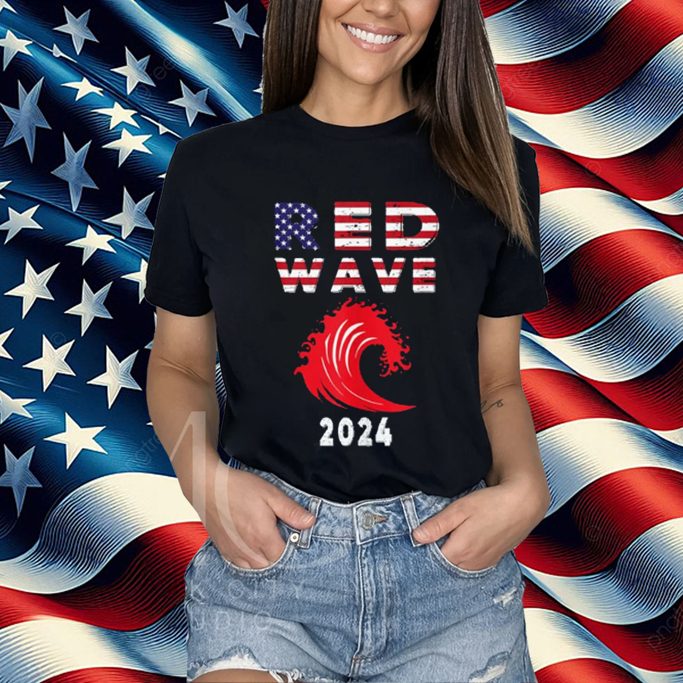 Red Wave 2024 Tee - Trump Victory 2024 Red Wave GOP Voters Shirt