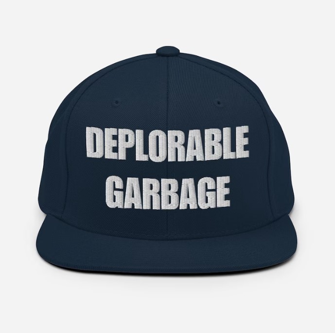 Trump 2024 Hat DEPLORABLE GARBAGE Hat