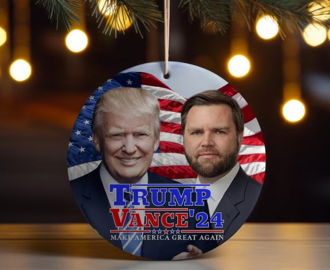 Trump Vance 2024, MAGA Republican Christmas Gift Ornament