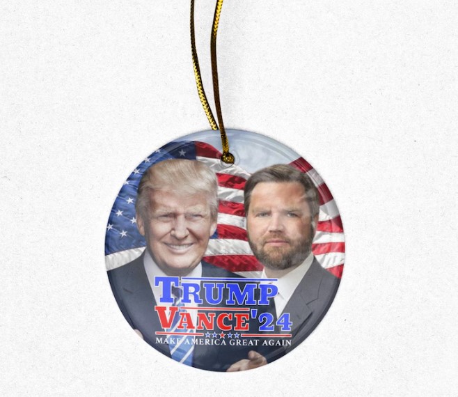 Trump Vance 2024, MAGA Republican Christmas Gift Ornament