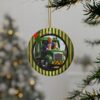Trump supporters Garbage Truck MAGA Ceramic Christmas Ornament