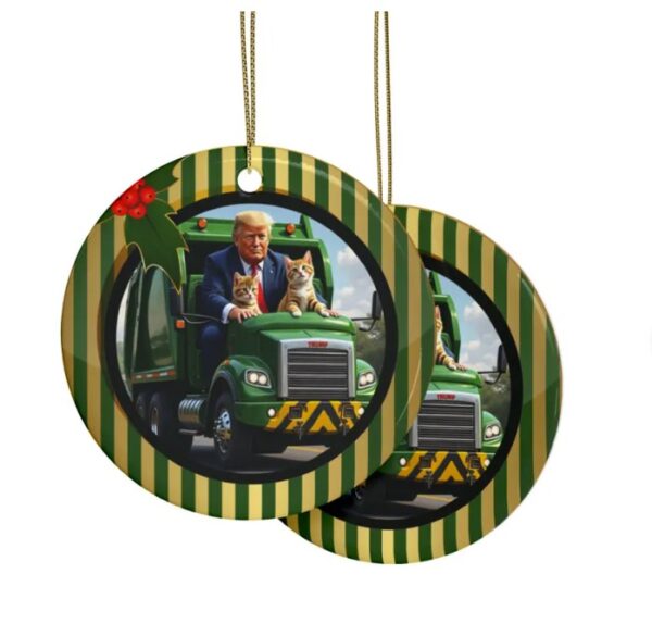 Trump supporters Garbage Truck MAGA Ceramic Christmas Ornament